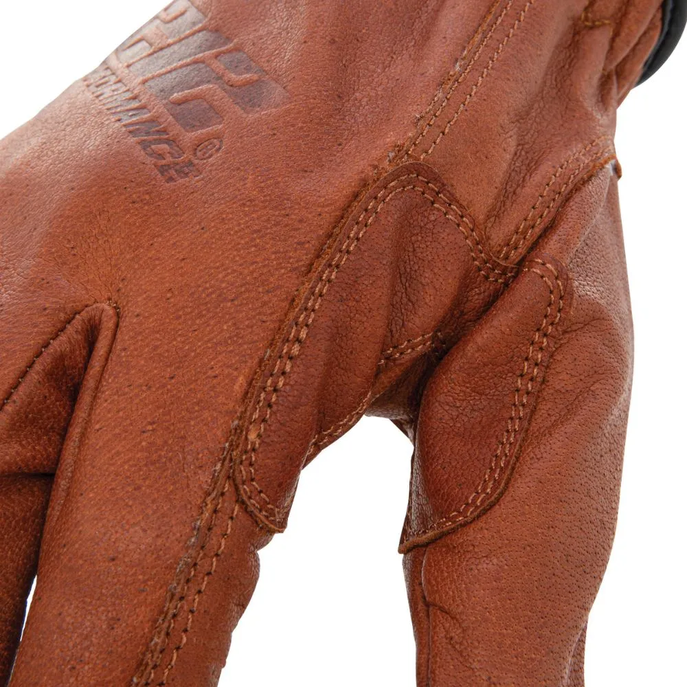 212 Performance TKLDC3-0808 Fleece Lined ANSI A3 Cut Resistant Buffalo Leather Driver Winter Work Glove with Rib Knit Cuff in Russet Brown, Small Brown