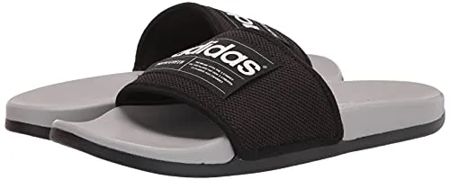 adidas Unisex Adilette Comfort Slide Sandal, Core Black/White/Grey, 5 US Men