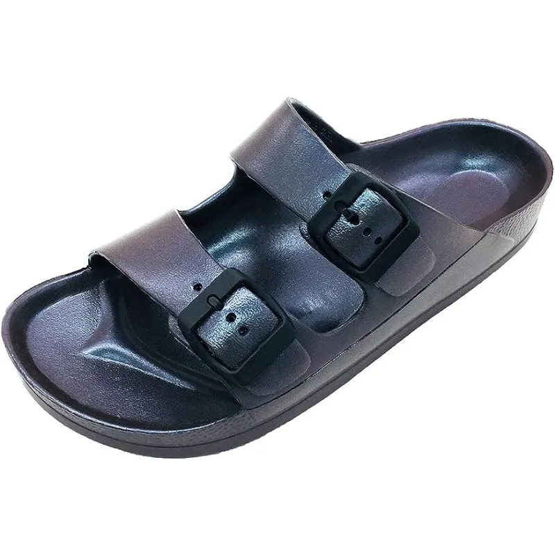 Adjustable Double Buckle Comfy Slides