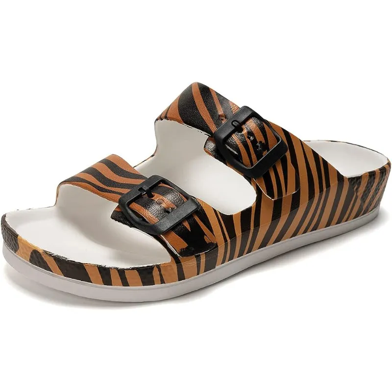 Adjustable Double Buckle Comfy Slides