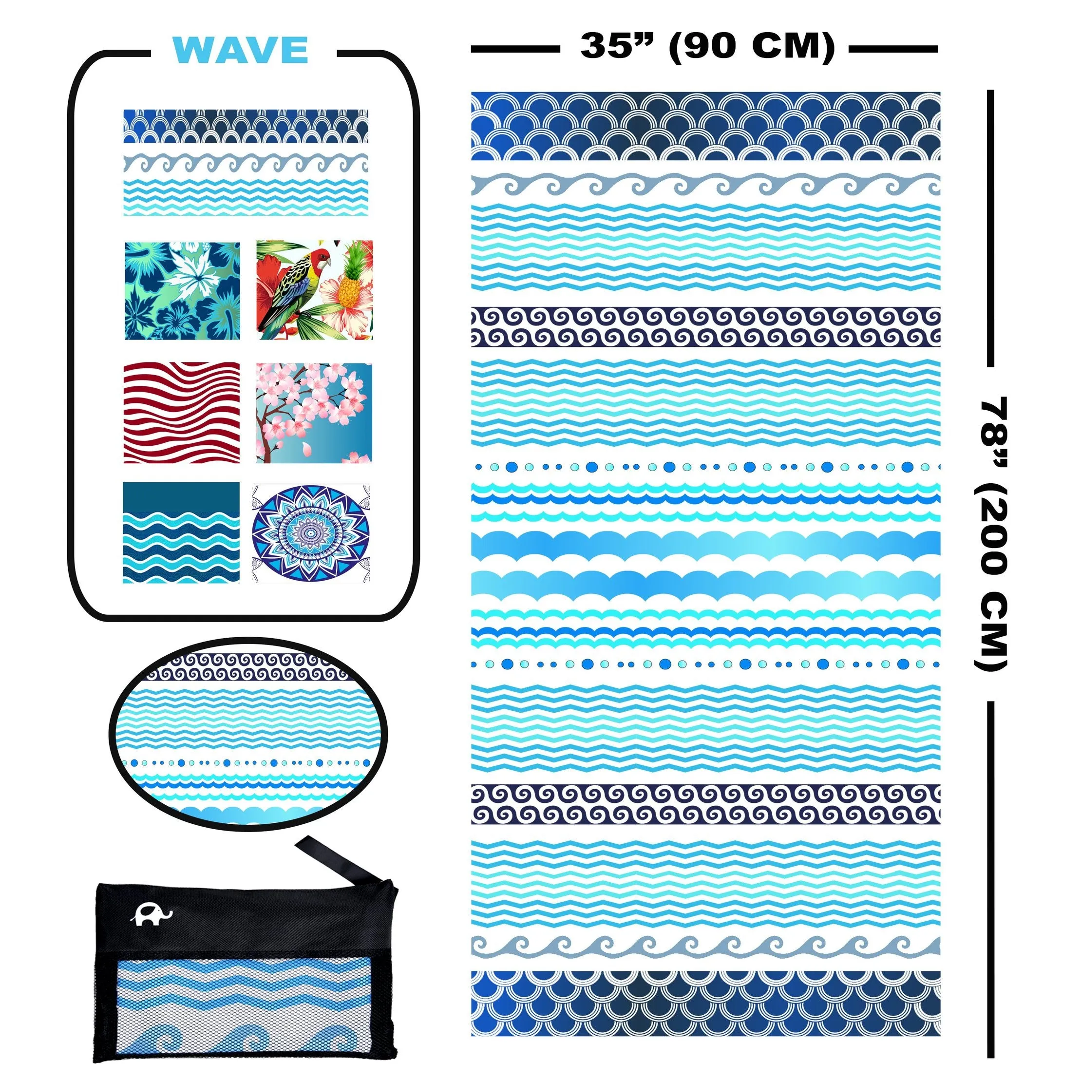 Beach Towel - Waves (78x35 inches)