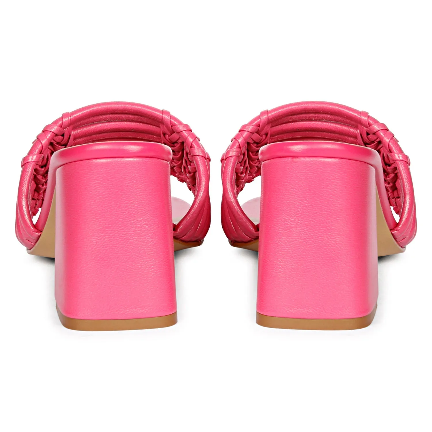 Bethany Strappy Hot Pink Leather Block Heels