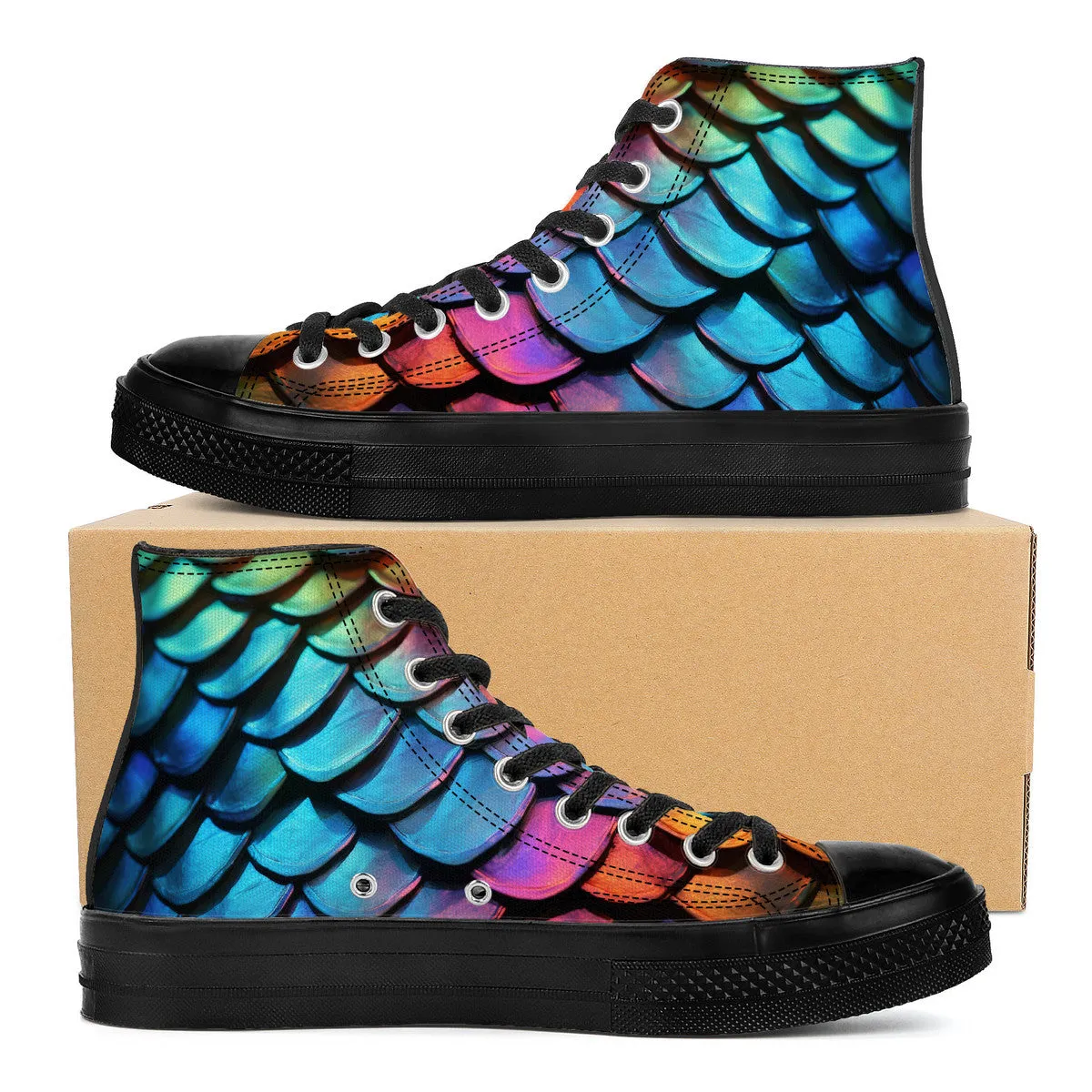 Call of the Dragon High Top Canvas Shoes - Black