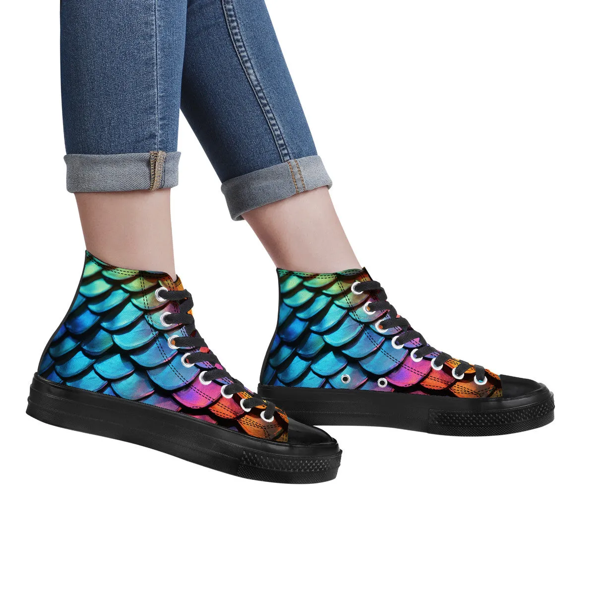 Call of the Dragon High Top Canvas Shoes - Black
