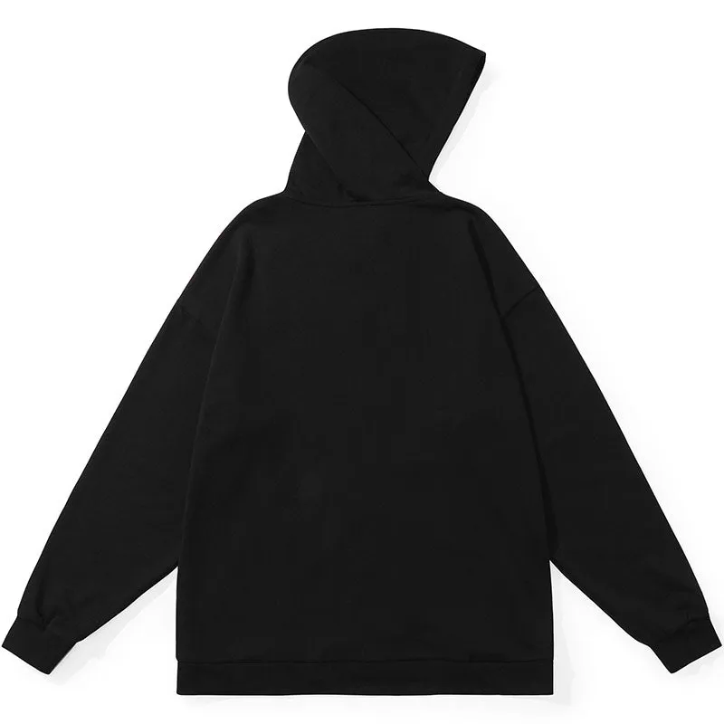 Casual Plain Drawstring Hooded Jacket