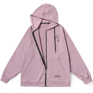 Casual Plain Drawstring Hooded Jacket