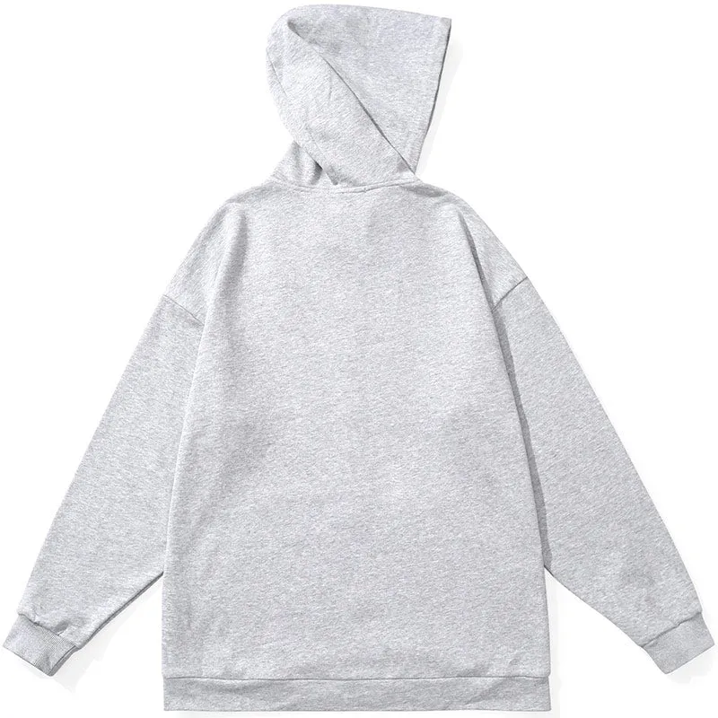 Casual Plain Drawstring Hooded Jacket