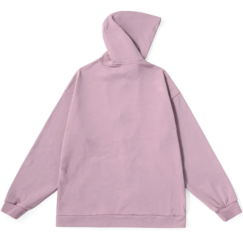 Casual Plain Drawstring Hooded Jacket