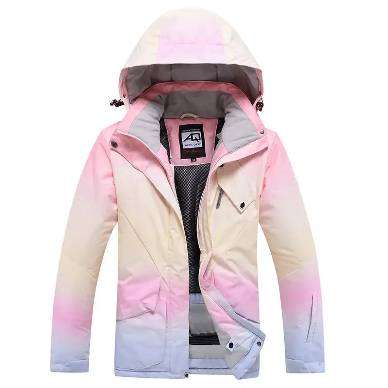 Cute Girls Rainbow Printed Ski Snowboard Cargo Jacket