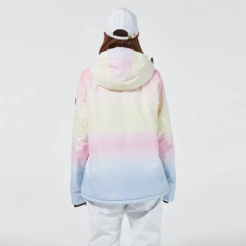 Cute Girls Rainbow Printed Ski Snowboard Cargo Jacket