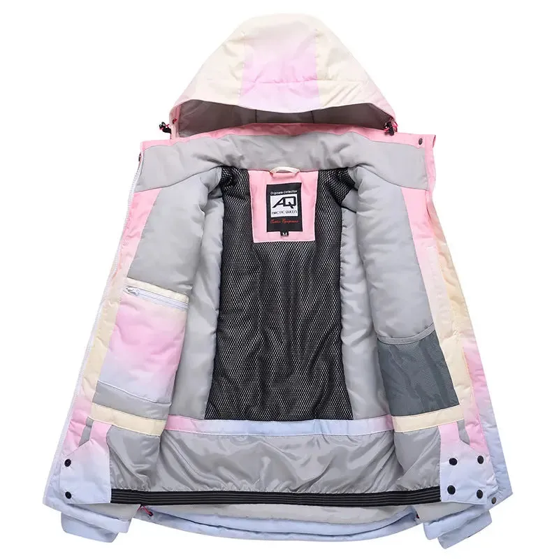 Cute Girls Rainbow Printed Ski Snowboard Cargo Jacket