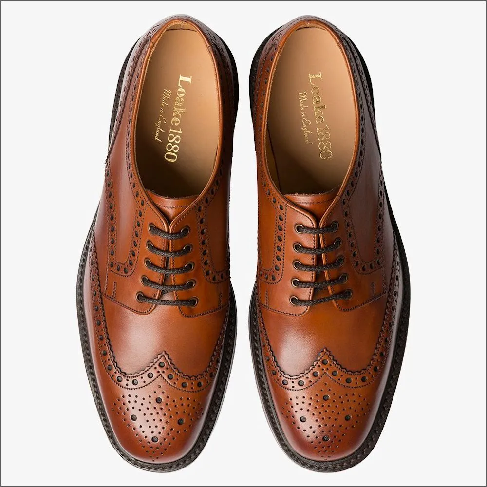 Loake Chester Mahogany Brogue Shoe Rubber Sole--
