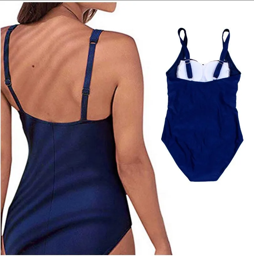 m - xxl: USS Navy blue or Daytona Pink SWIM - one-piece modest swimsuit w ruched tummy / waist forgiving > vacation holiday beach pool lake