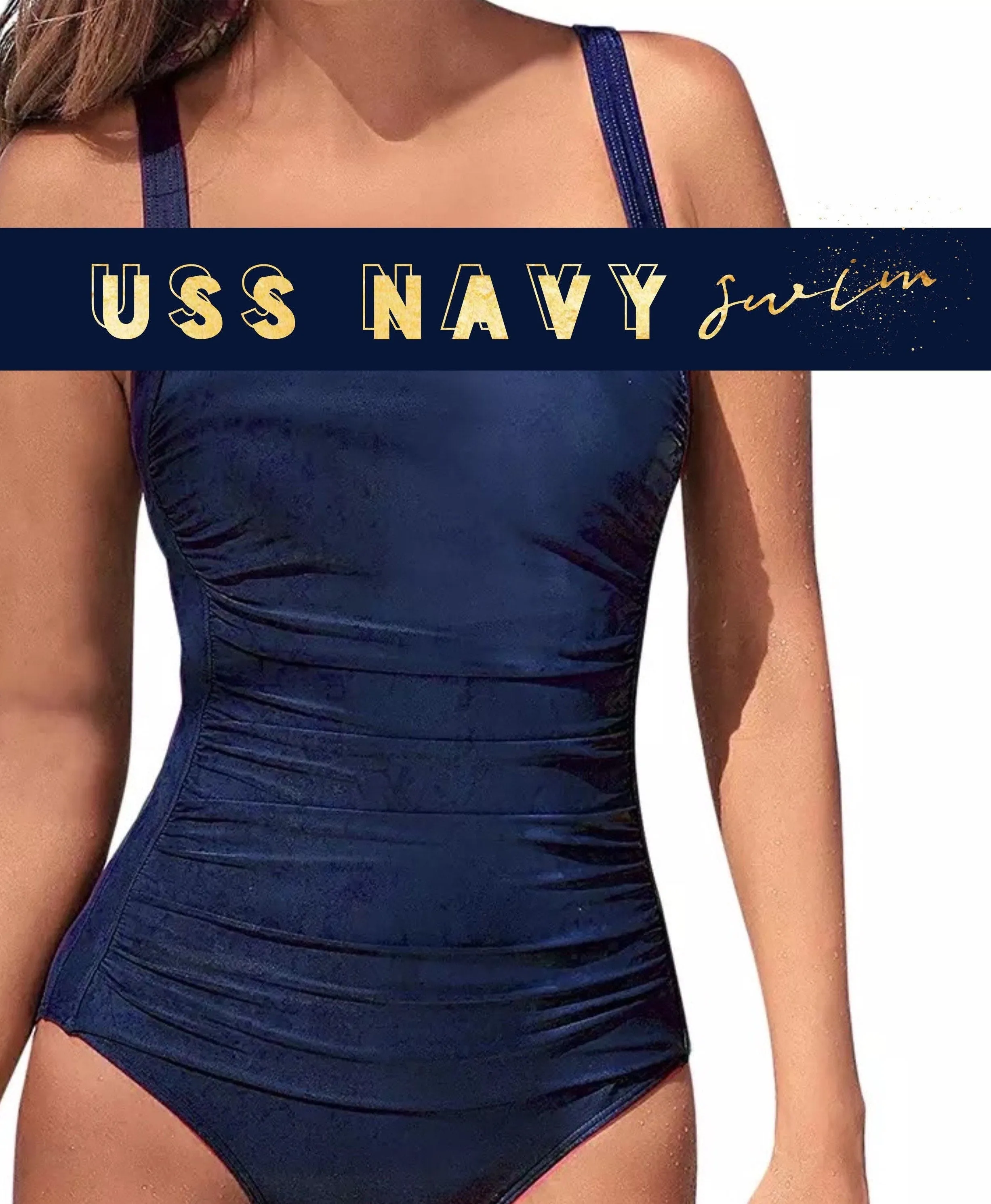m - xxl: USS Navy blue or Daytona Pink SWIM - one-piece modest swimsuit w ruched tummy / waist forgiving > vacation holiday beach pool lake