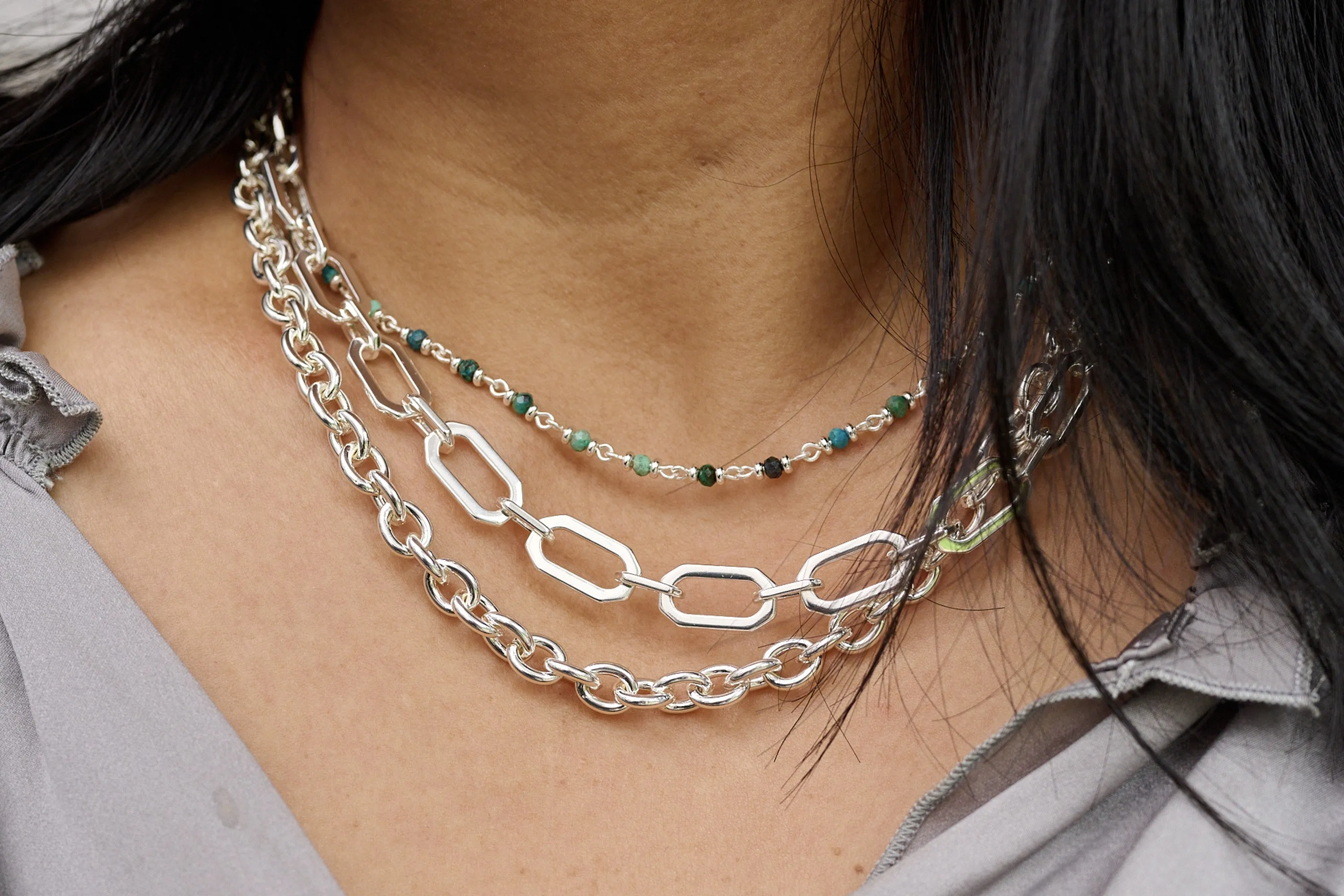 Midas Silver Chunky Chain Necklace