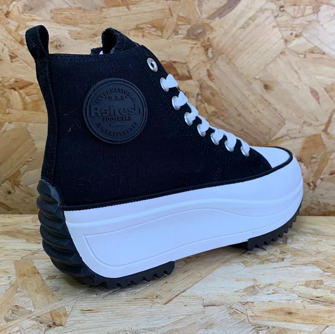 Refresh Womens Fashion High Top Trainers - Black