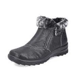 Rieker Winter Bootie with Side Zip L7172-00 Black
