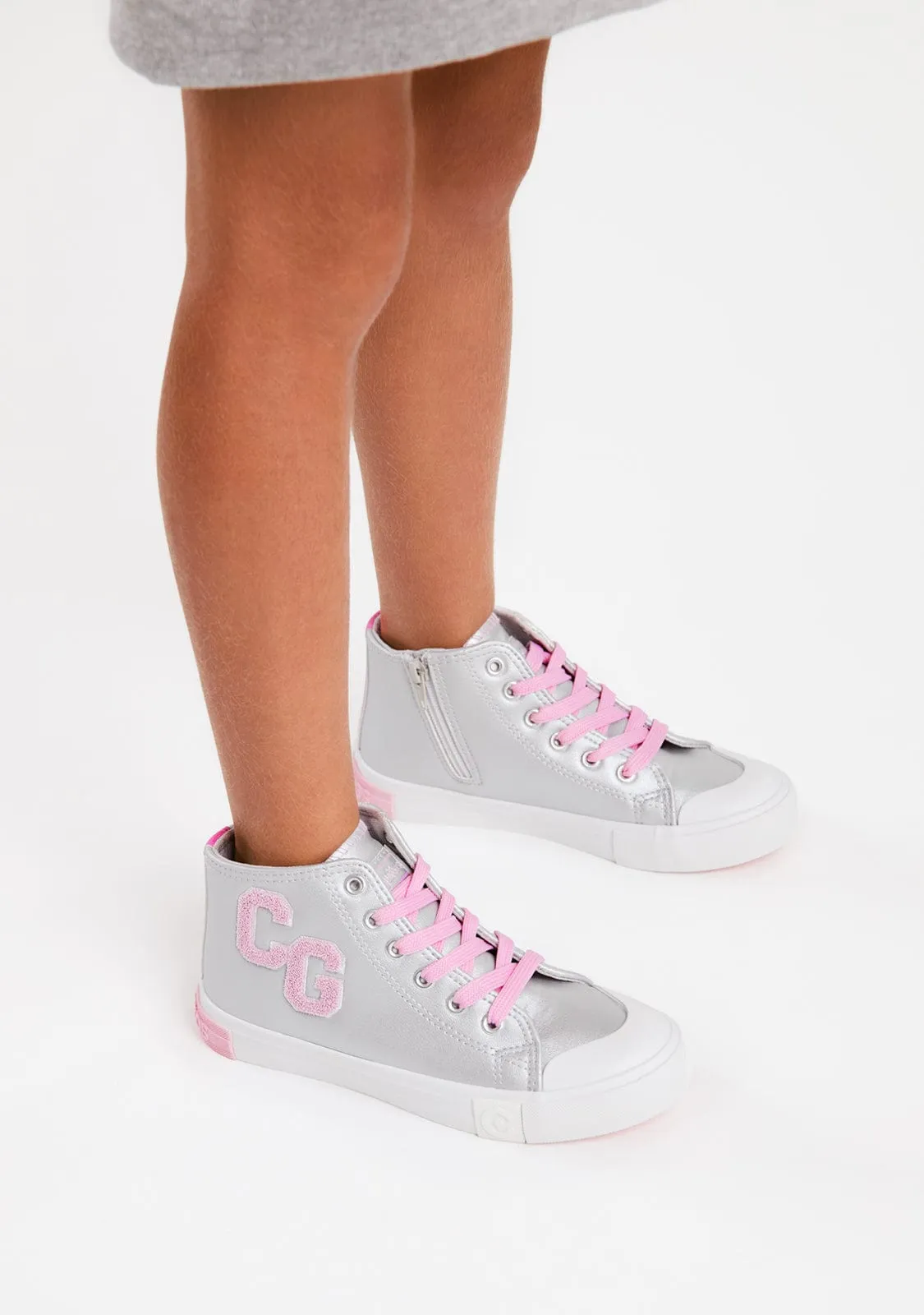 Silver Letters High Top Sneakers