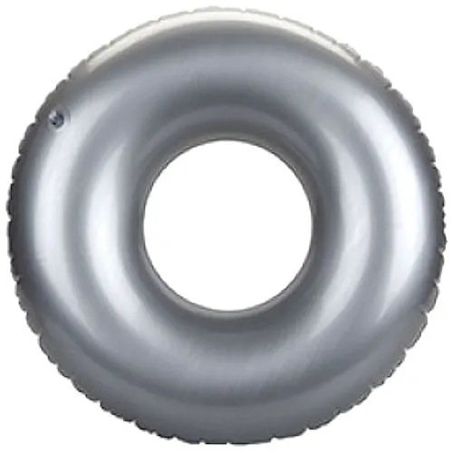 Silver Shiny Metallic Swim Ring - 20" Pool Beach Accessory Inflatable