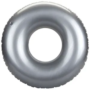 Silver Shiny Metallic Swim Ring - 20" Pool Beach Accessory Inflatable