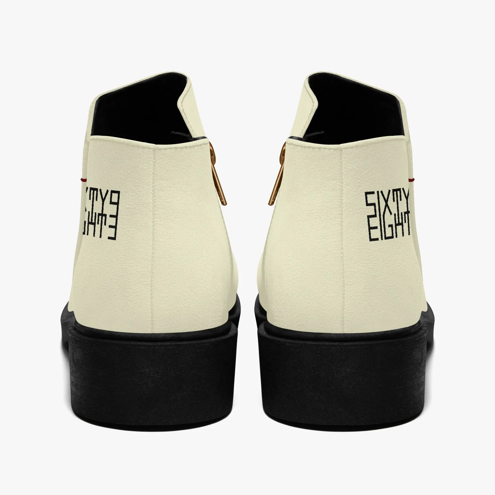 Sixty Eight 93 Logo Black Creme Suede Zipper Boots