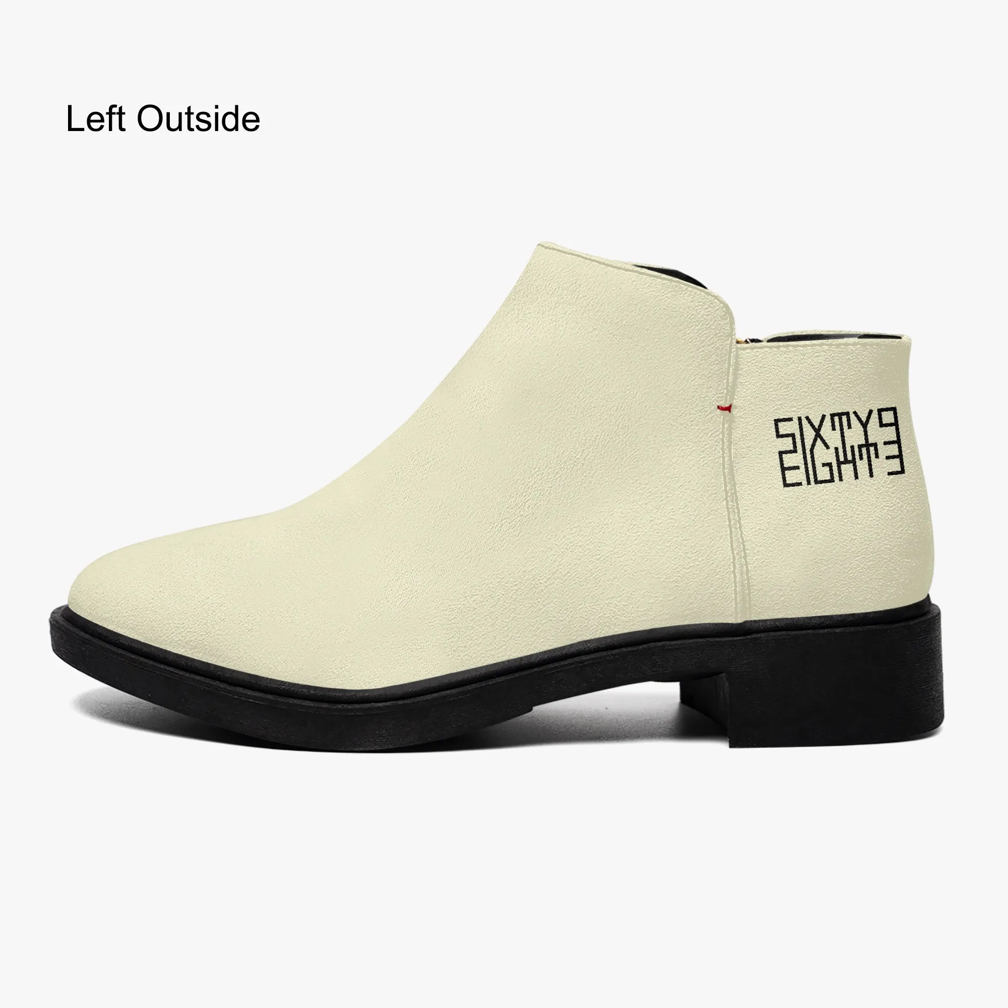 Sixty Eight 93 Logo Black Creme Suede Zipper Boots