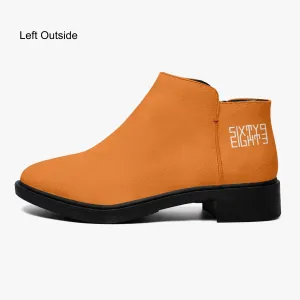 Sixty Eight 93 Logo White Orange Suede Zipper Boots