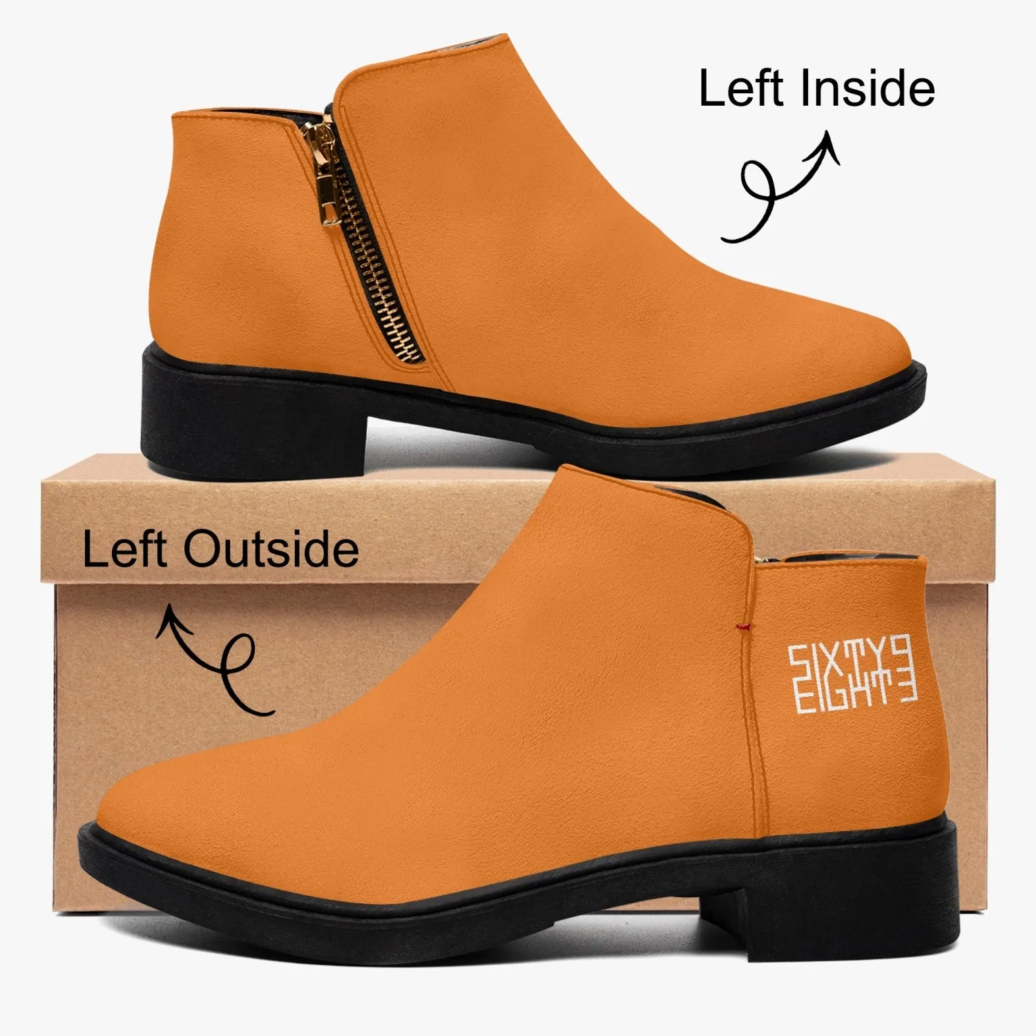 Sixty Eight 93 Logo White Orange Suede Zipper Boots
